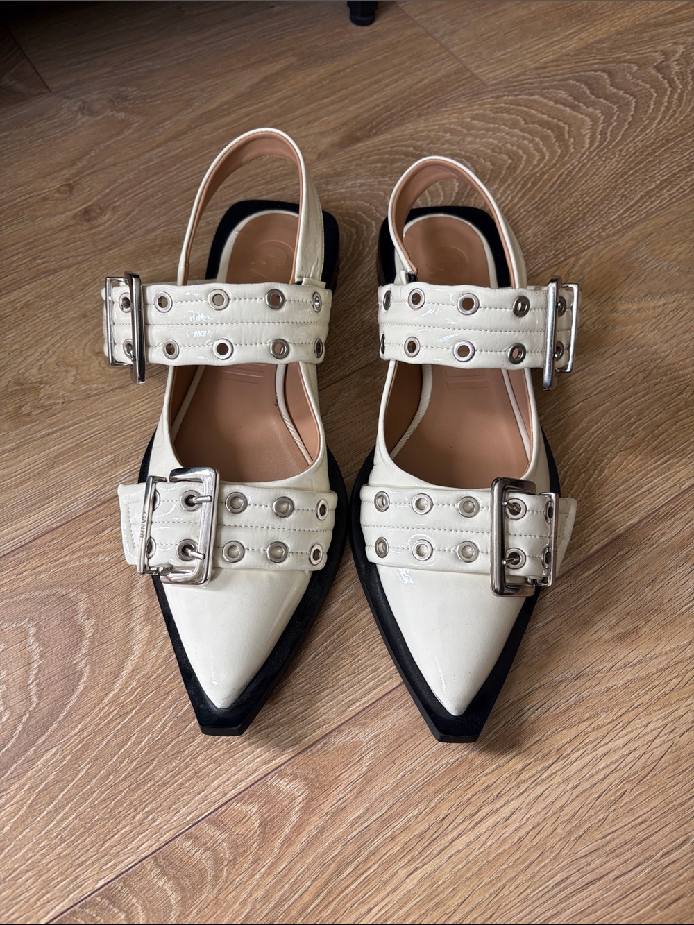 Ganni Egret buckle ballerinas